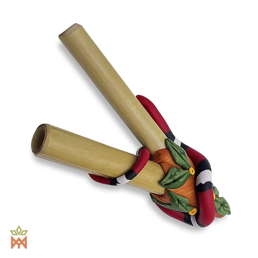 Bamboo-Kuripe-–-Coral-Snake Sacred Serpent Coral Snake Bamboo Kuripe – Handmade Symbol of Transformation - Image 1