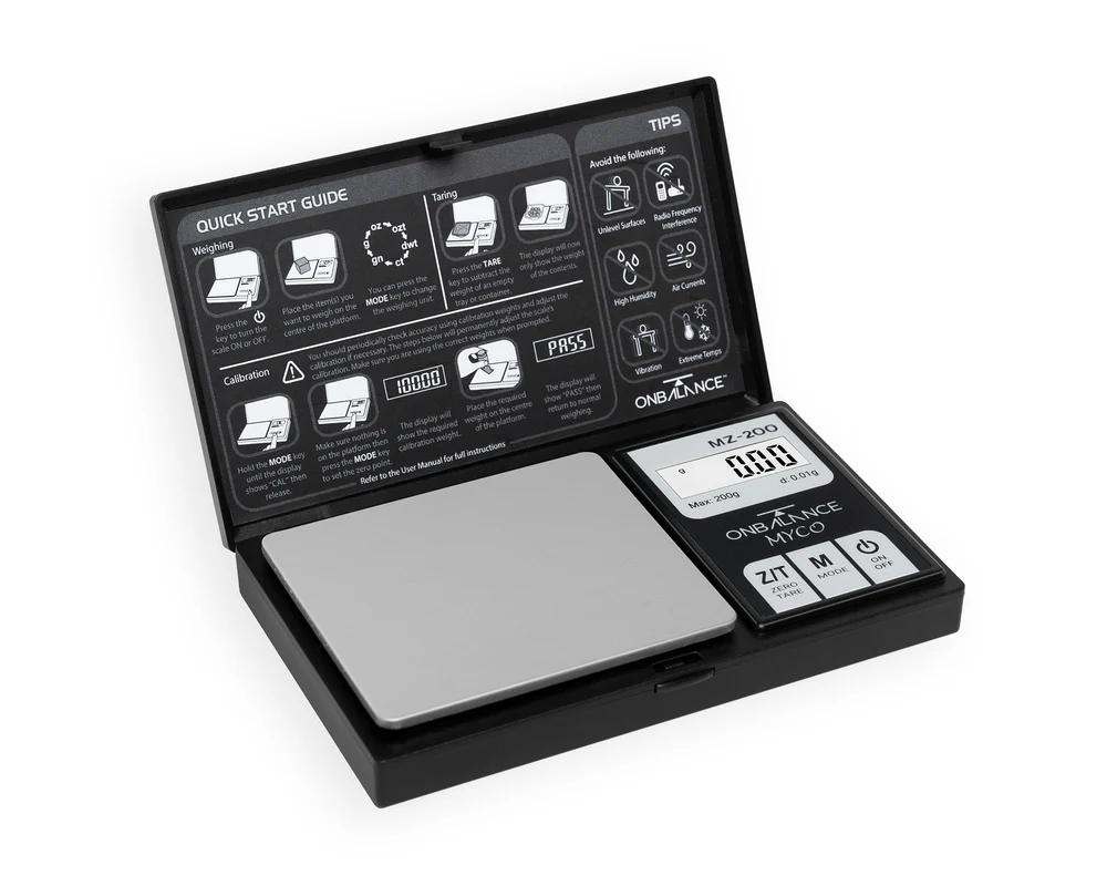 MZ_200_BK_open_300dpi_1_1000x Myco Pocket Scale MZ-200 – 200g x 0.01g Precision Digital Pocket Scale - Image 1
