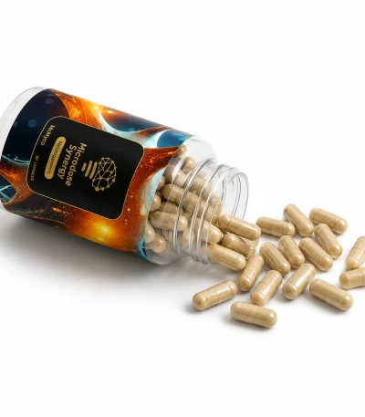 Microdose Synergy Capsules Closeup retail packaging