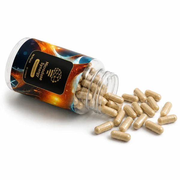 Microdose Synergy Capsules Closeup retail packaging
