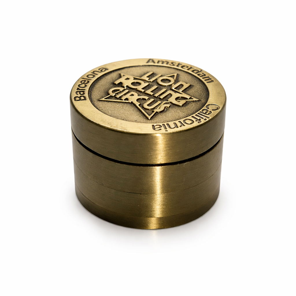 LRC GRINDER GOLD 3 PARTS Lion Rolling Circus Gold Grinder 3 Parts – Premium Metal Herb Grinder - Image 1