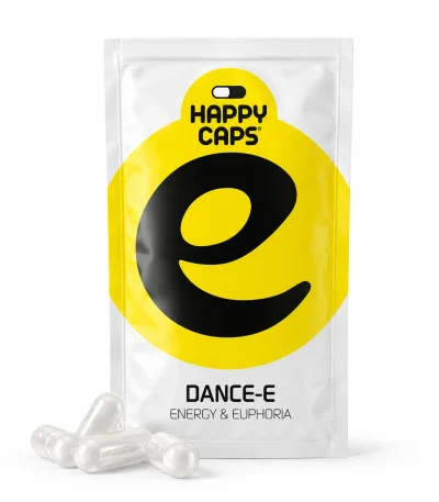 Dance-E Happy Caps energy and euphoria capsules product packaging