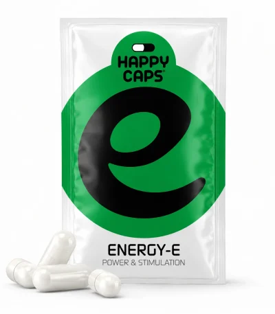 Energy-E Happy Caps power and stimulation capsules product packaging