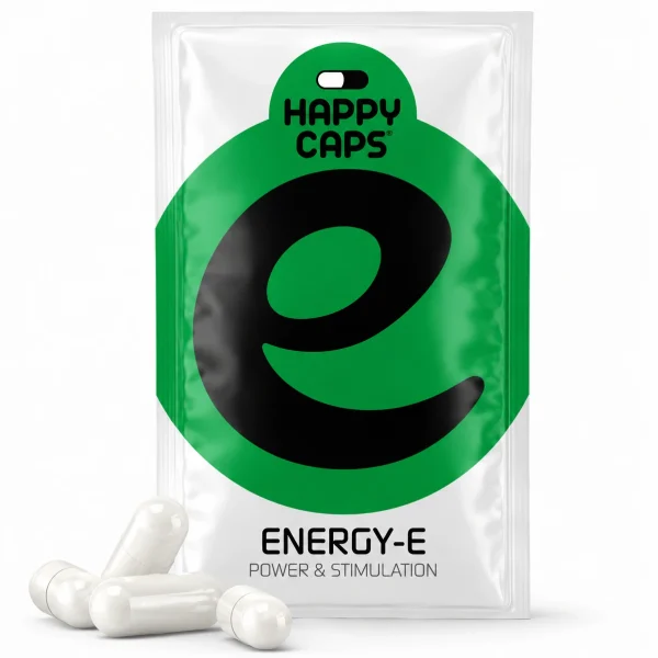 Energy-E Happy Caps power and stimulation capsules product packaging