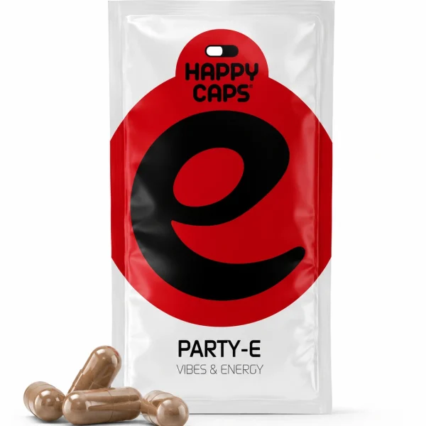 Party-E Happy Caps vibes and energy capsules product packaging