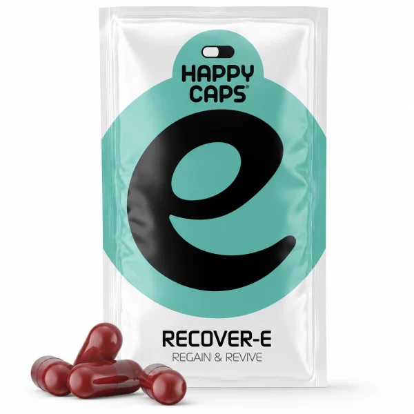Recover-E Happy Caps regain and revive capsules product packaging