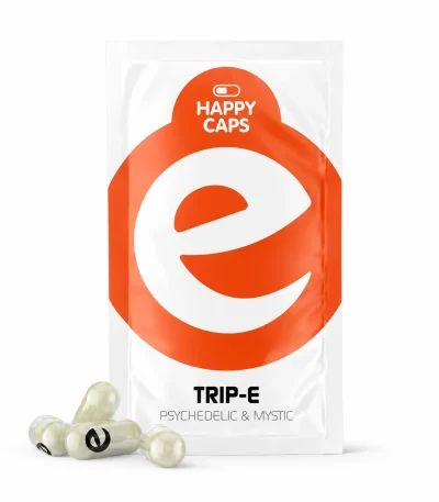 Trip-E Happy Caps psychedelic and mystic capsules product packaging