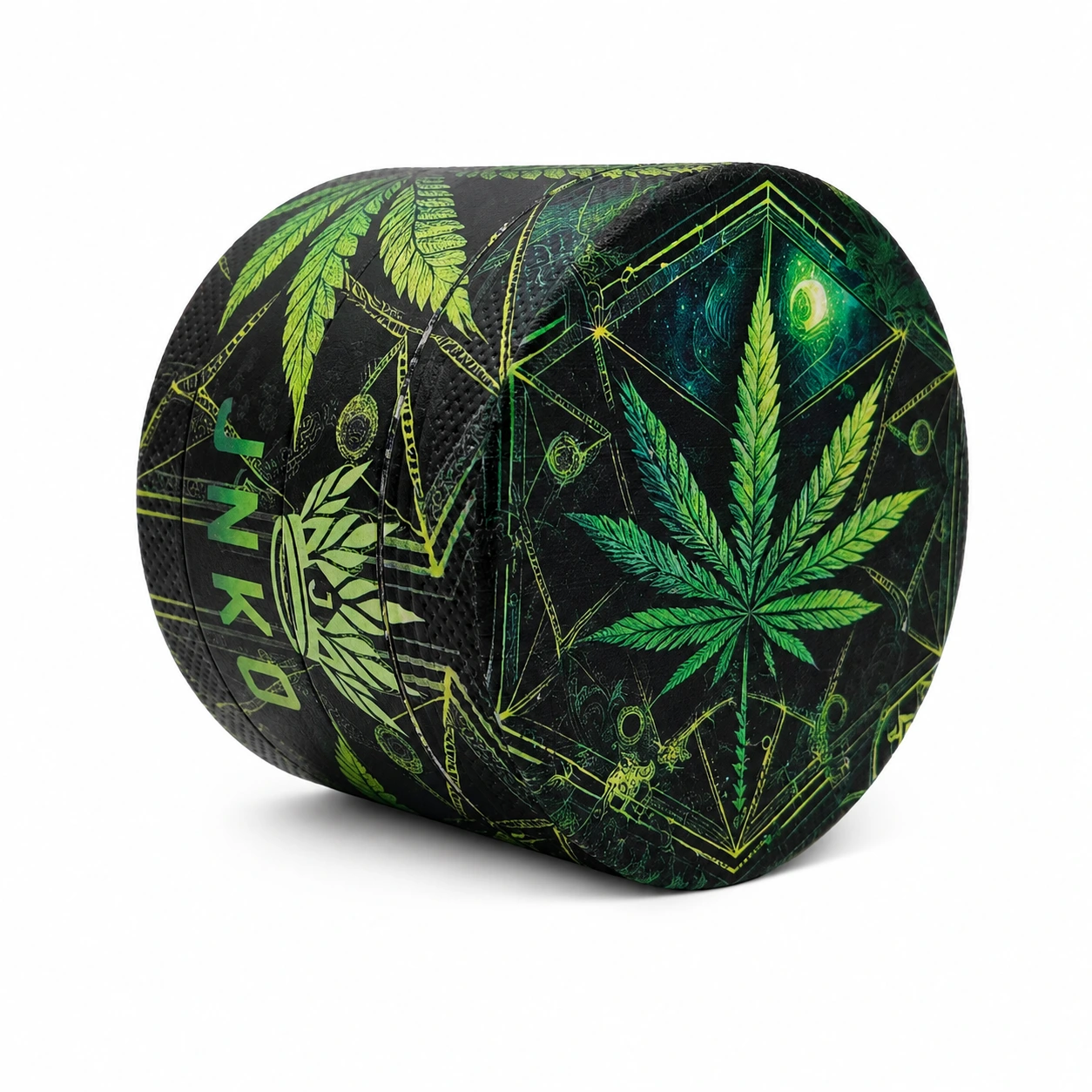 grinder-4-parts-xl-cannabis-leaf-1-55mm-psychedelic-series Cannabis Leaf 1 4-Part XL Aluminium Grinder – Psychedelic Series (55mm) - Image 1