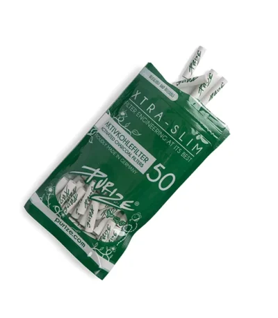 PURIZE XTRA Slim Filters 50 stuks – Actieve Koolstof Filters in de kleur wit