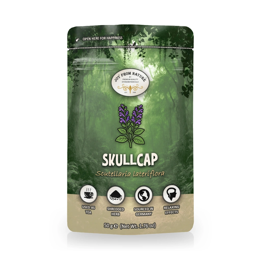 skullcap-scutellaria-lateriflora-shredded-herb-50g-front Skullcap (Scutellaria lateriflora) Cut Herb 50g - Image 1